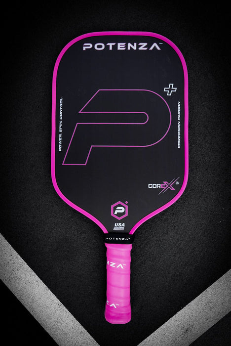 PRO Paddles P+ PowerSpin Carbon COREx3 (Neon Pink, Elongated Face)