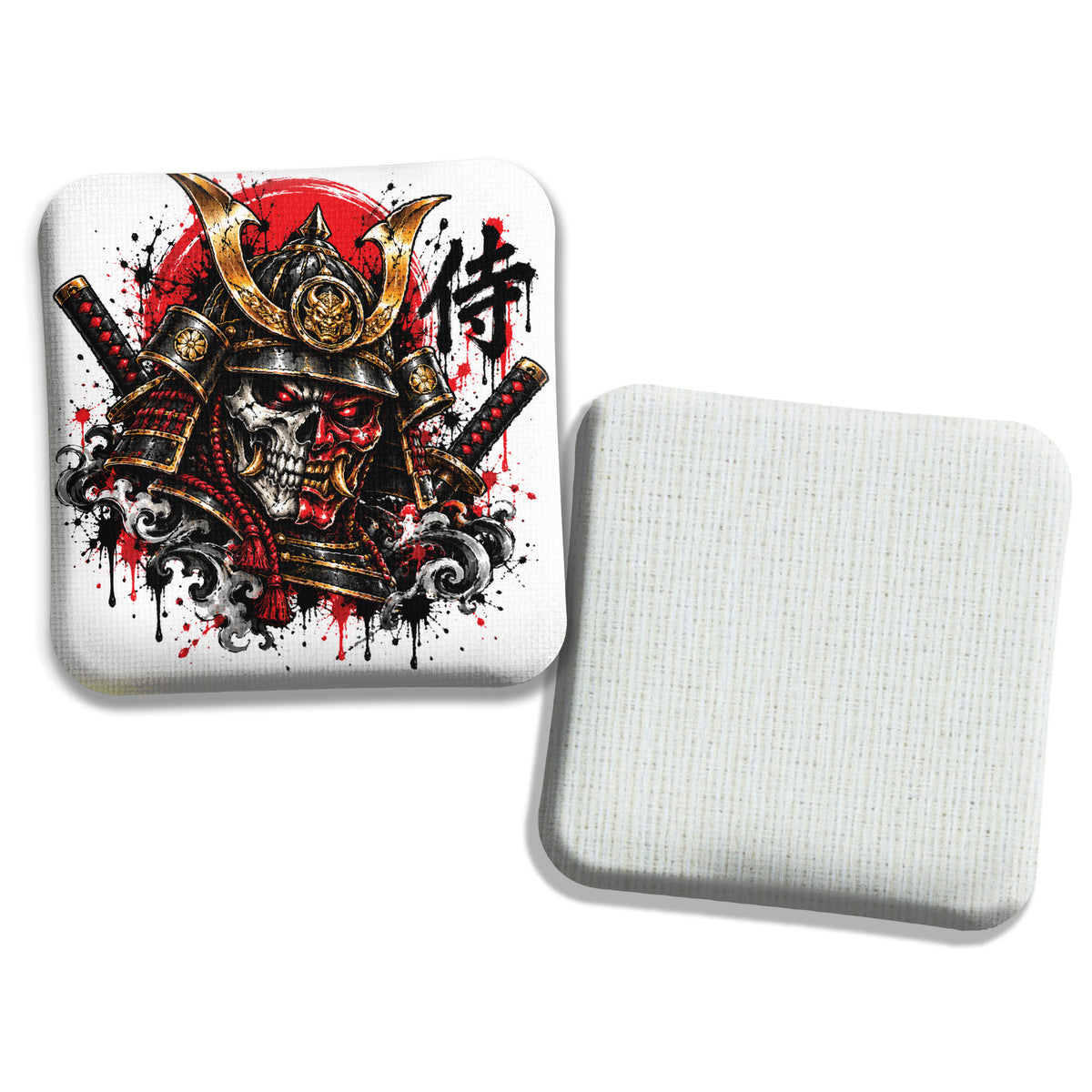 Hybrid Carpet Cornhole Bags - Speed Profile 5/8 - Samurai on White