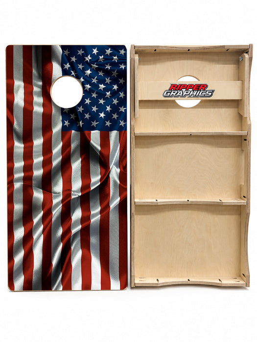 Wavy Grunge American Flag Cornhole Design