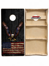 American Flag Eagle Distressed Cornhole Design