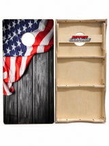 American Flag Black Barnwood Cornhole Design