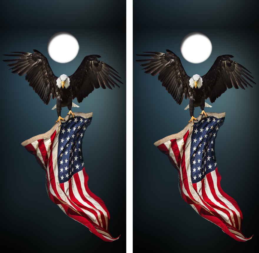 Bald Eagle American Flag Cornhole Design
