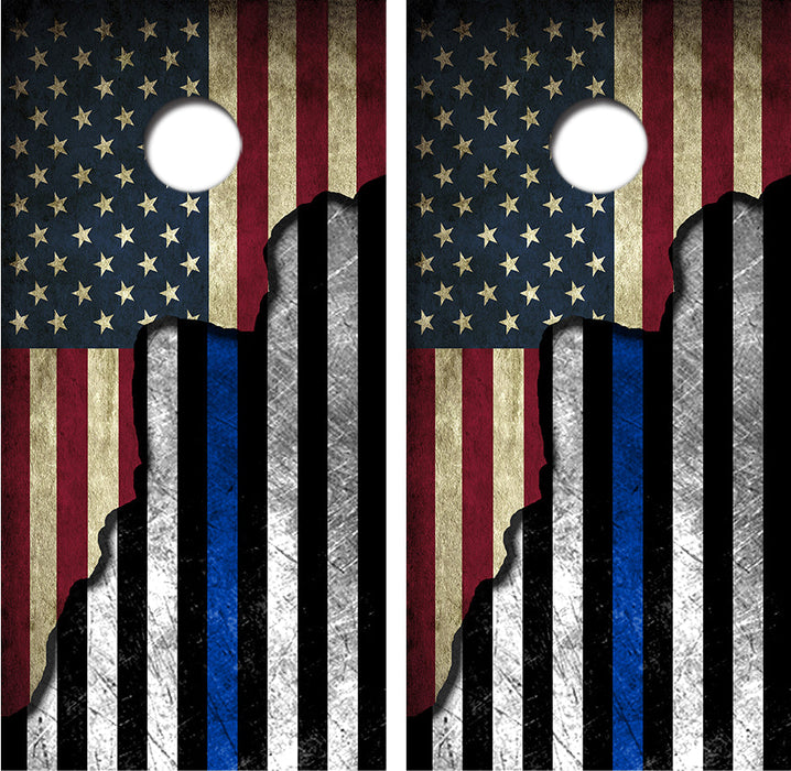 American / Blue Lives Flag Cornhole Design