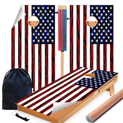 Classic Flag Cornhole Boards Wraps (Set of 2)