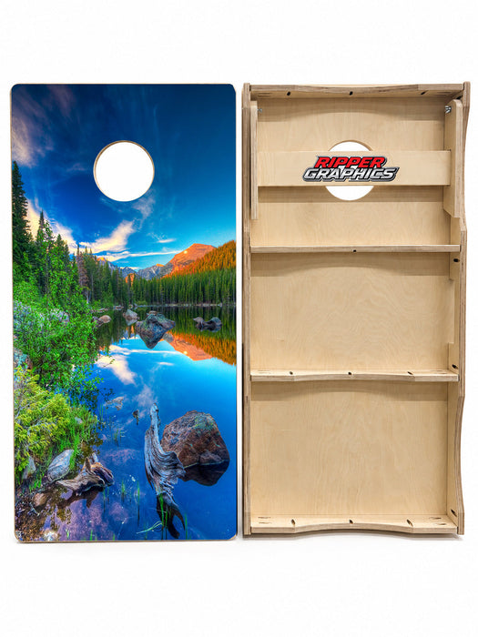 Wilderness Backdrop Cornhole Design
