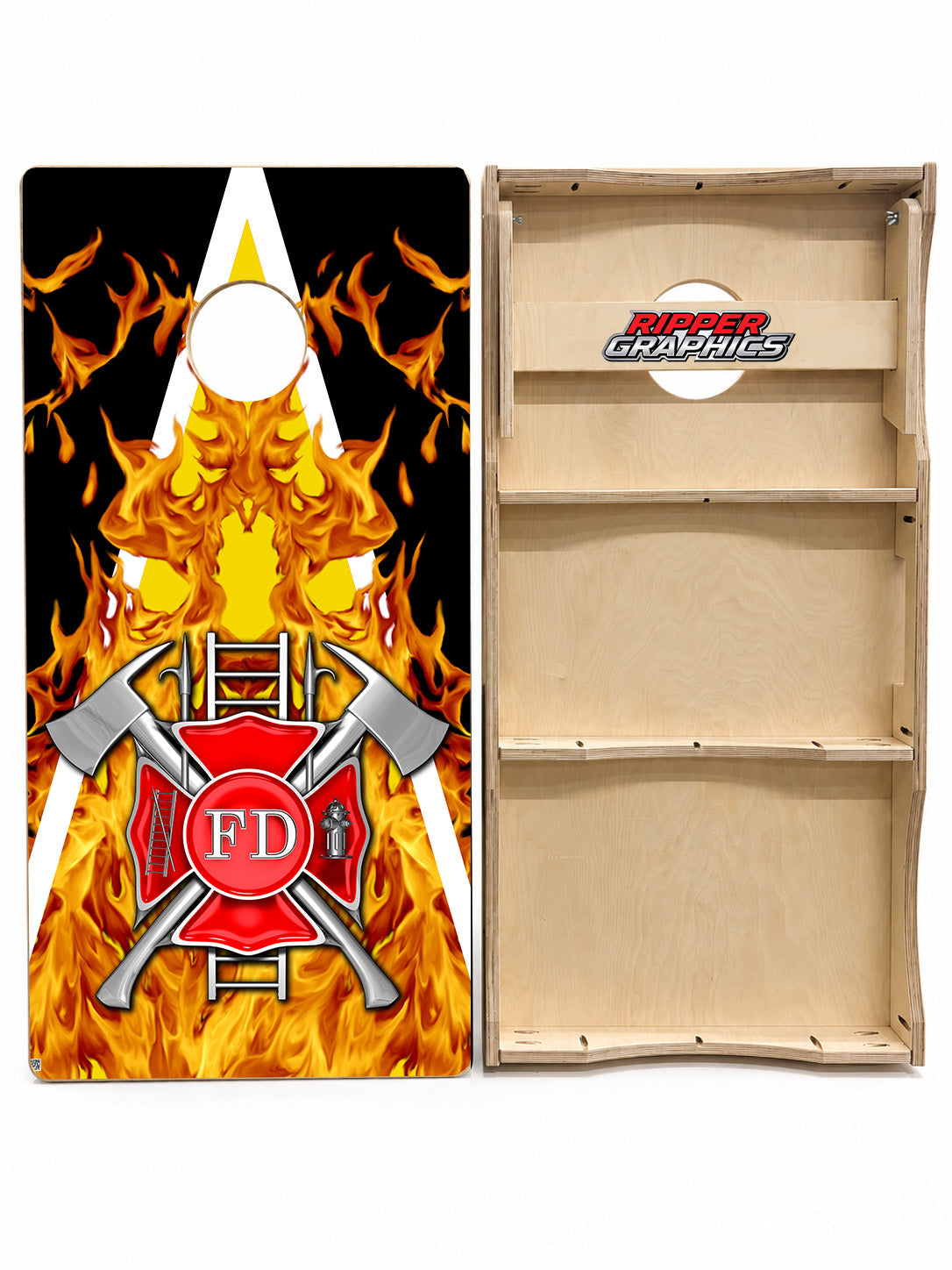 Fire Department Triangle Cornhole Design