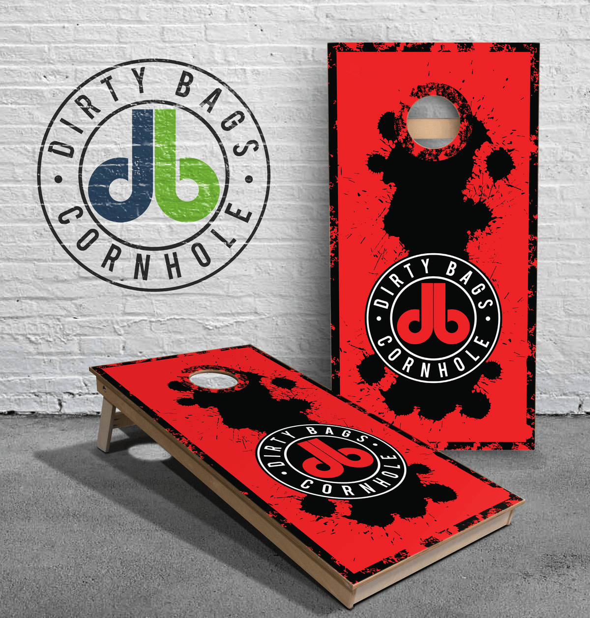 boards Professional Cornhole Boards - DB Paint Spill - Red and Black