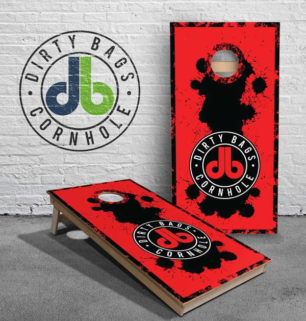boards Professional Cornhole Boards - DB Paint Spill - Red and Black