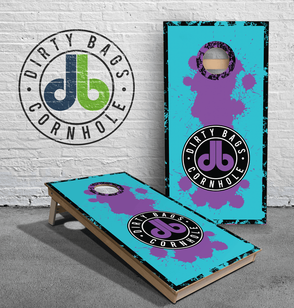boards Professional Cornhole Boards - DB Paint Spill - Purple and Blue