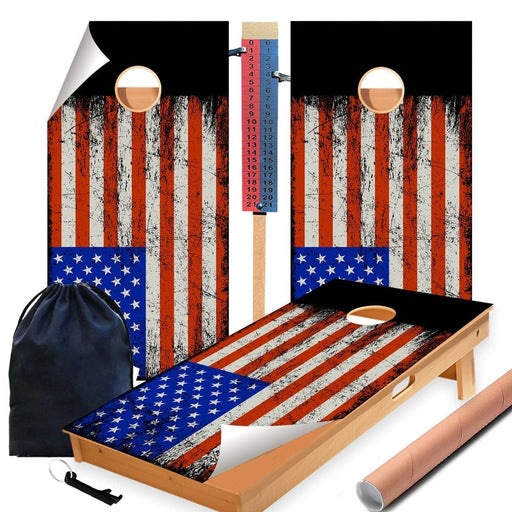 Distressed Flag Cornhole Boards Wraps (Set of 2)