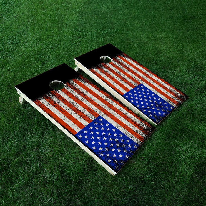 Distressed Flag Cornhole Boards Wraps (Set of 2)
