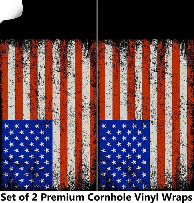 Distressed Flag Cornhole Boards Wraps (Set of 2)