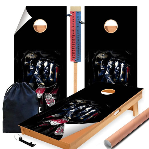 Dog Tags Cornhole Boards Wraps (Set of 2)