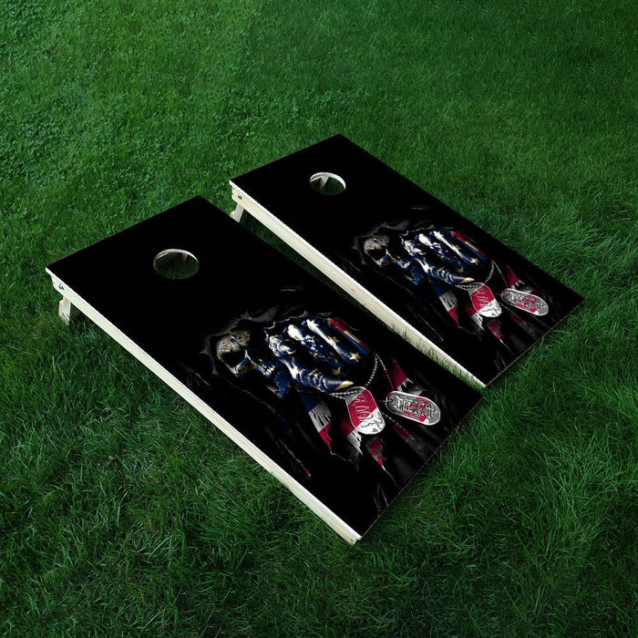 Dog Tags Cornhole Boards Wraps (Set of 2)