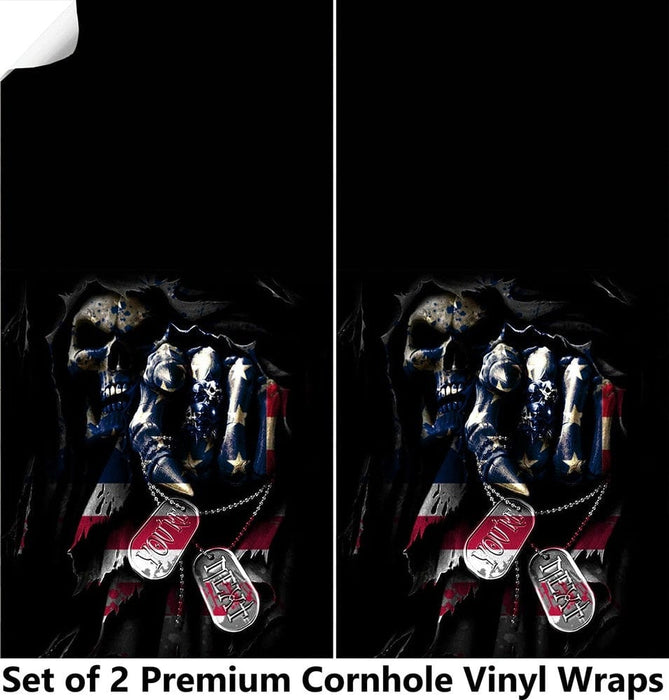 Dog Tags Cornhole Boards Wraps (Set of 2)