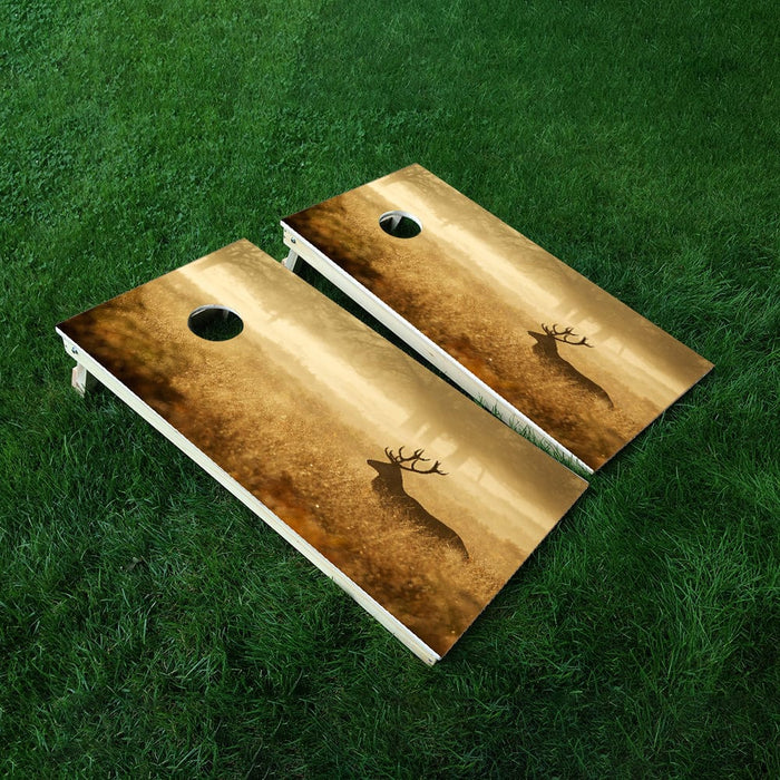 Deer In Field Cornhole Boards Wraps (Set of 2)
