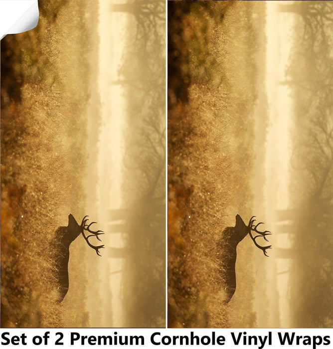 Deer In Field Cornhole Boards Wraps (Set of 2)