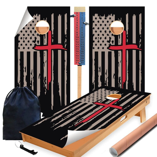 Red Cross Cornhole Boards Wraps (Set of 2)