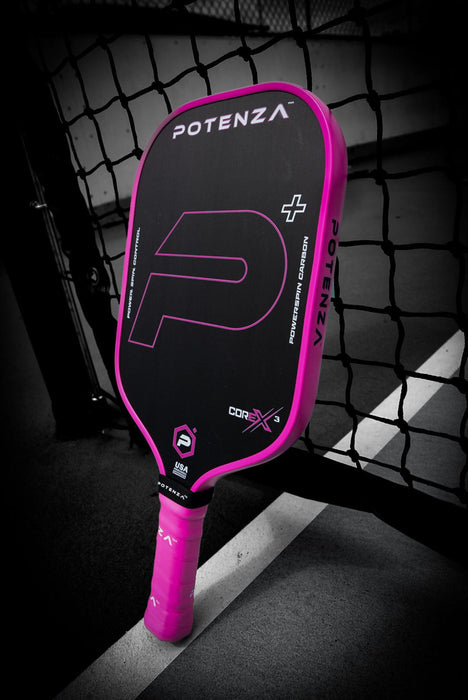 PRO Paddles P+ PowerSpin Carbon COREx3 (Neon Pink, Elongated Face)