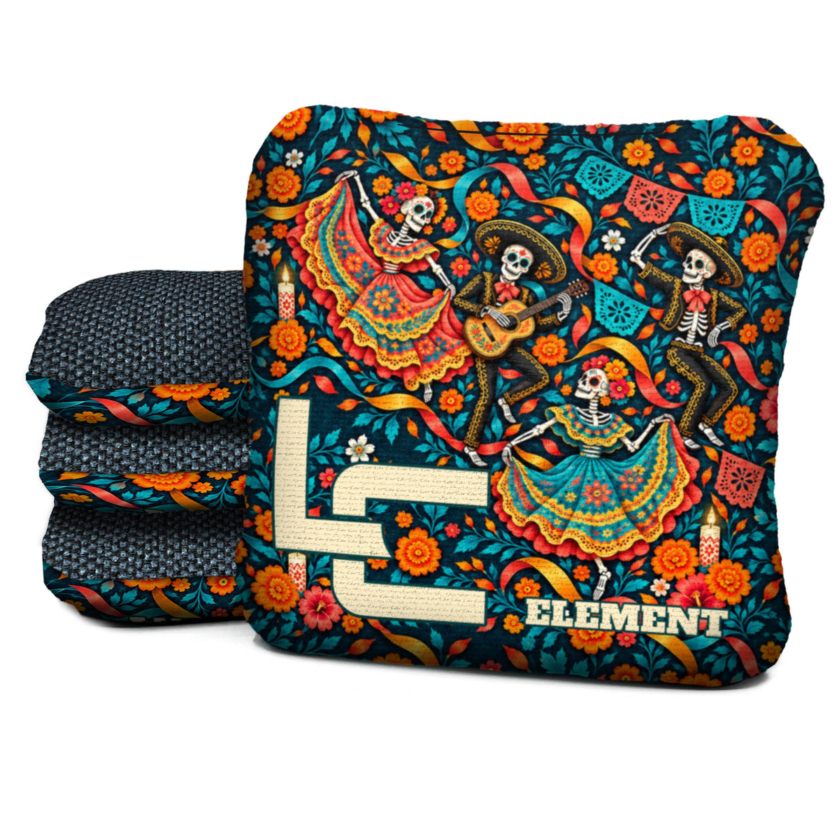 Calaca Fiesta Ribbons Cornhole Bags - Multiple Series - Set of 4