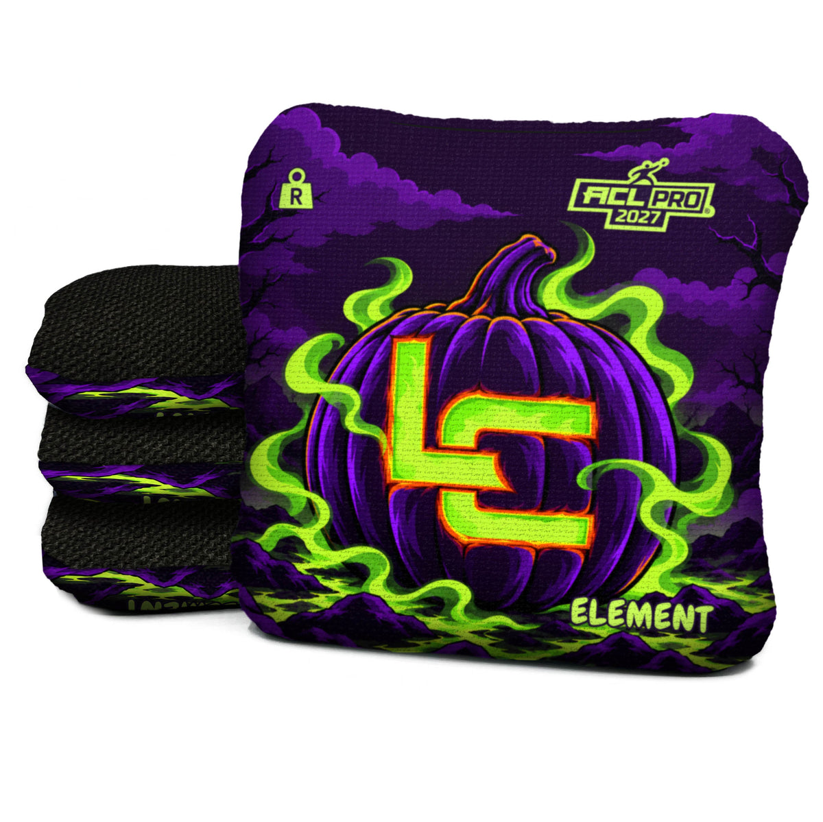 Neon Carved LC - Halloween Cornhole Bags - Multiple Bag Series - Set of 4