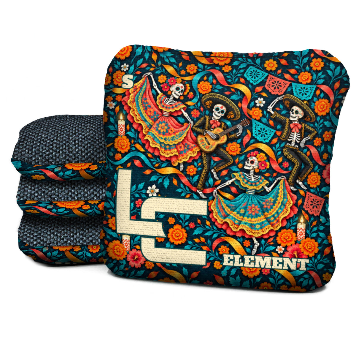 Calaca Fiesta Ribbons Cornhole Bags - Multiple Series - Set of 4