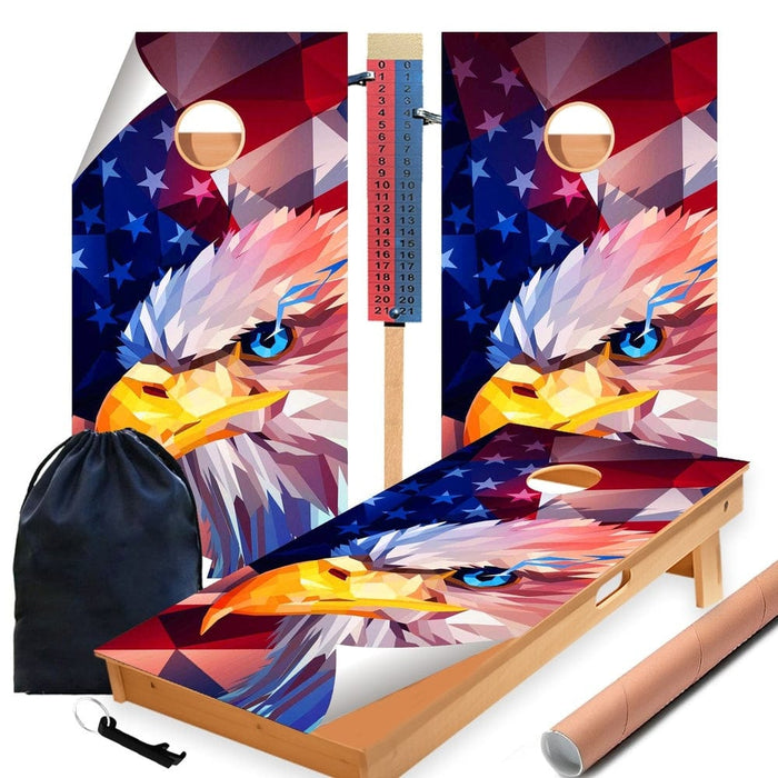 Eagle Art Flag Cornhole Boards Wraps (Set of 2)