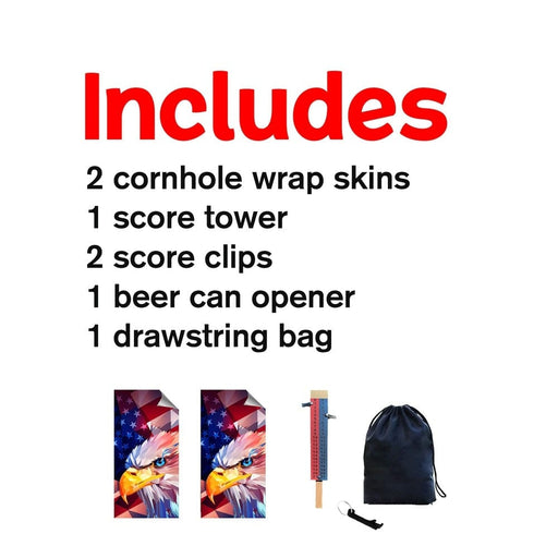 Eagle Art Flag Cornhole Boards Wraps (Set of 2)