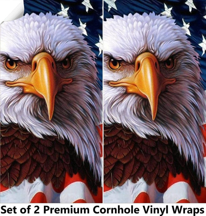 Eagle Flag Cornhole Boards Wraps (Set of 2)