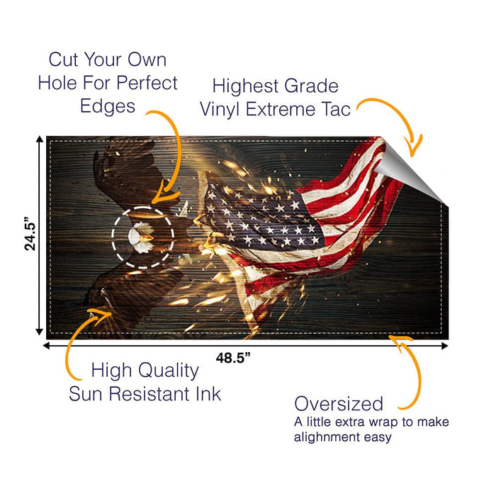 Eagle Holding Flag Cornhole Boards Wraps (Set of 2)