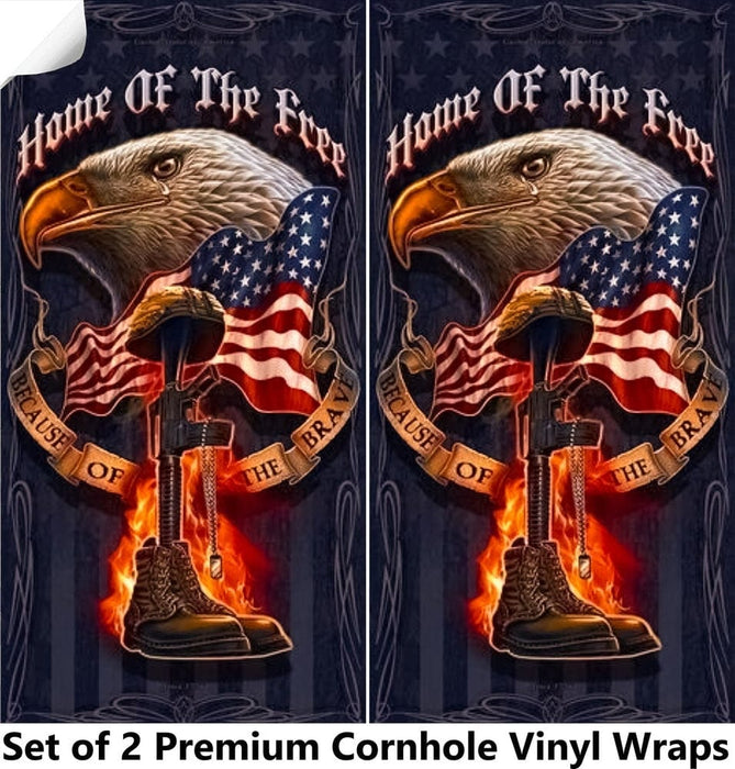 Eagle Home of the Brave Cornhole Boards Wraps (Set of 2)