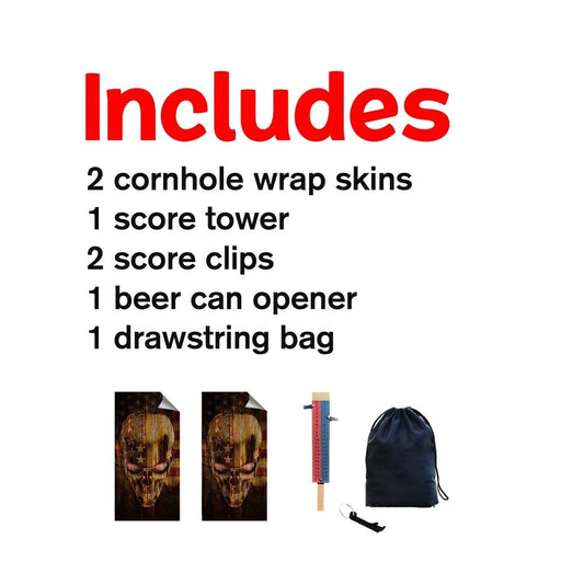 Engraved Red Eye Skull Cornhole Boards Wraps (Set of 2)