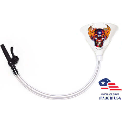 Beer Bong 2 Feet / White / Evil Clown Custom Sticker Beer Funnel – Party in Your Style