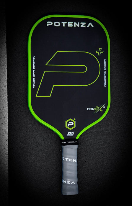 PRO Paddles P+ PowerSpin Carbon COREx3 (Neon Green, Elongated Face)
