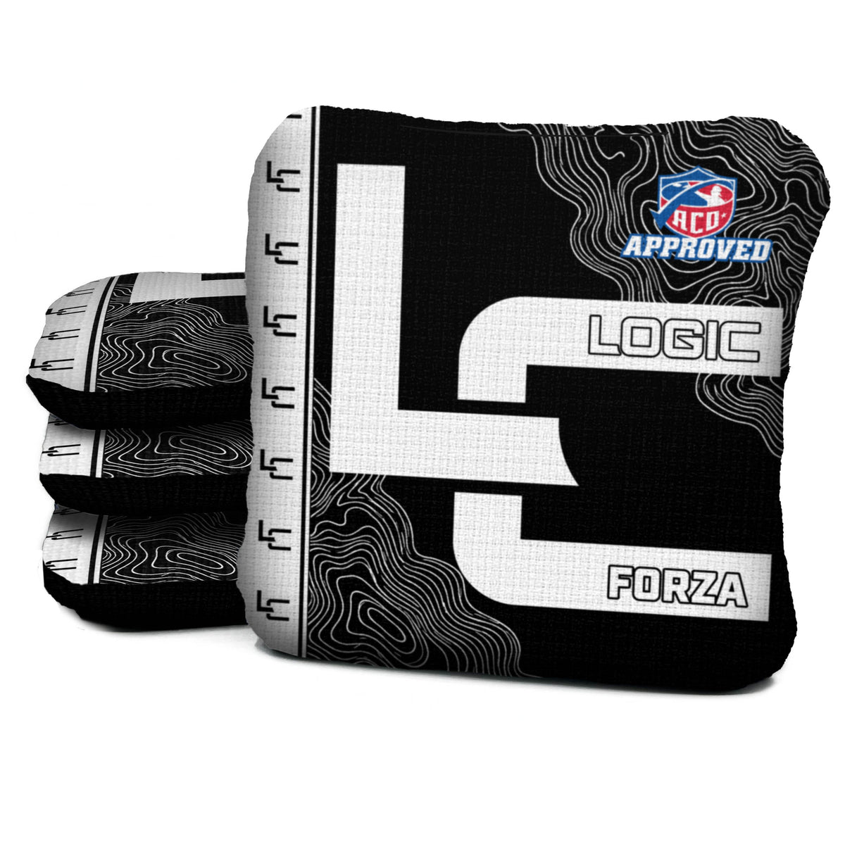 Contour Black White Cornhole Bags - Multiple Series - Set of 4