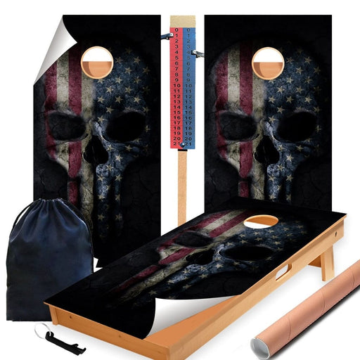Faded Skull Cornhole Boards Wraps (Set of 2)
