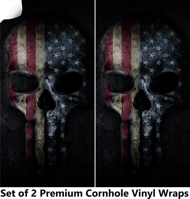 Faded Skull Cornhole Boards Wraps (Set of 2)