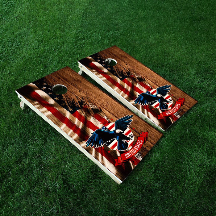 Flying Eagle Flag Cornhole Boards Wraps (Set of 2)