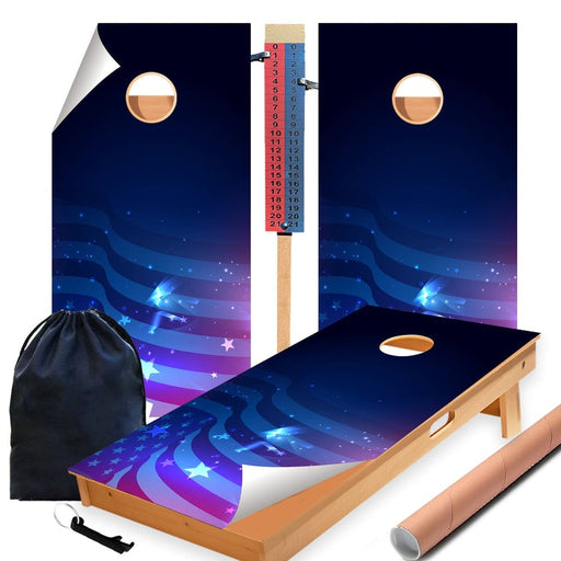 Glowing Flag Cornhole Boards Wraps (Set of 2)