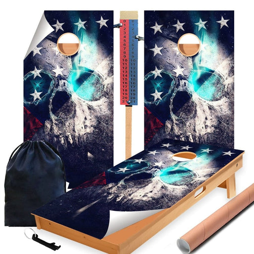 Glowing Skull Cornhole Boards Wraps (Set of 2)