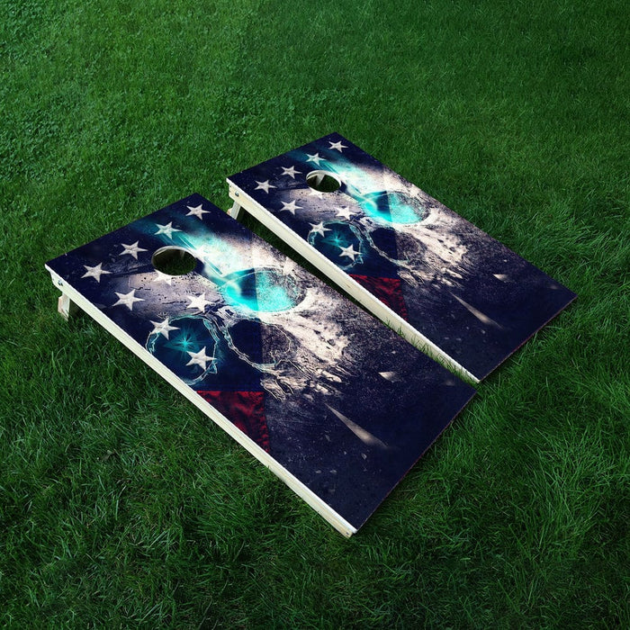 Glowing Skull Cornhole Boards Wraps (Set of 2)