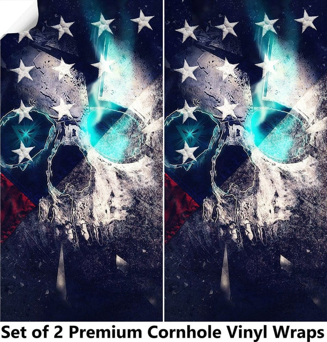 Glowing Skull Cornhole Boards Wraps (Set of 2)
