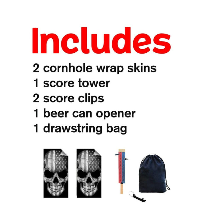 Grey Skull Cornhole Boards Wraps (Set of 2)