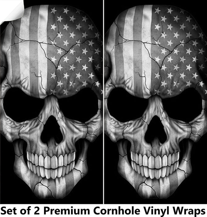 Grey Skull Cornhole Boards Wraps (Set of 2)