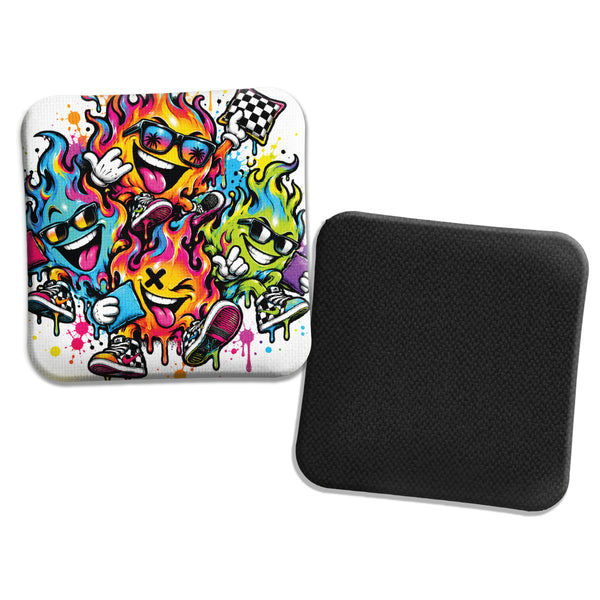 Hybrid Carpet Cornhole Bags - Speed Profile 5/8 - Happy Flames