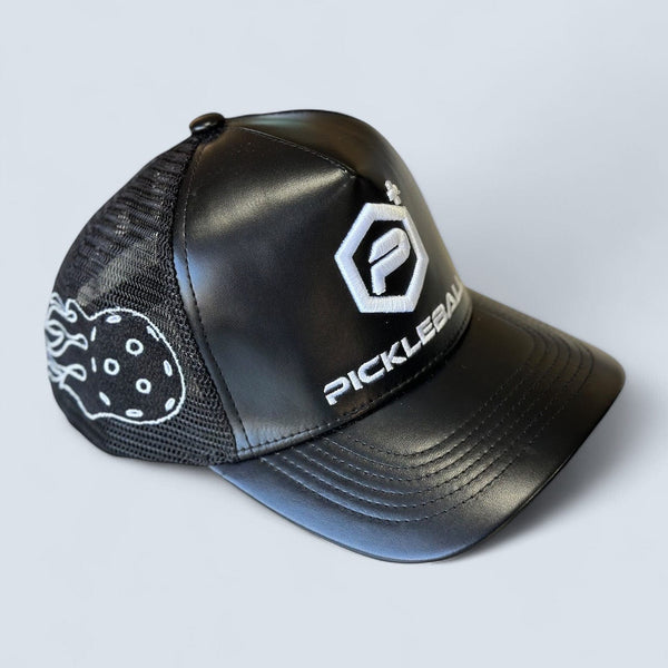 Hat Leather Logo Trucker Hat
