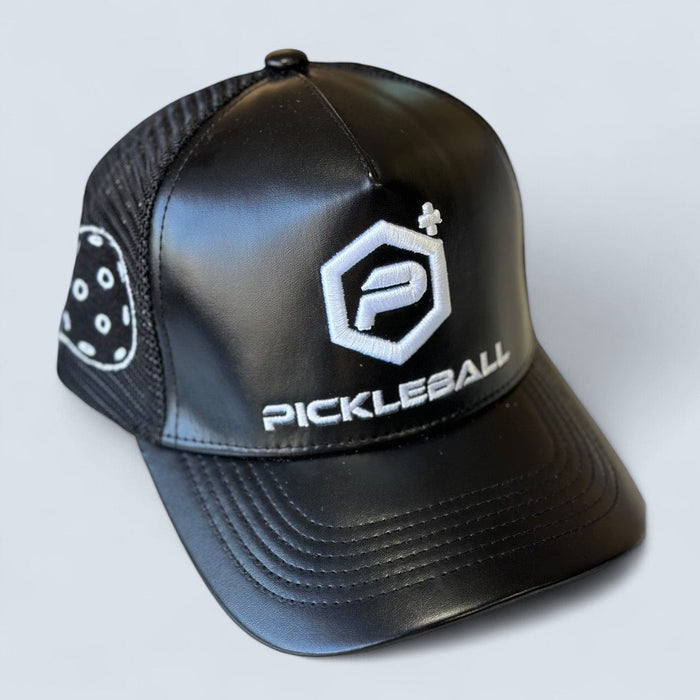Hat Leather Logo Trucker Hat