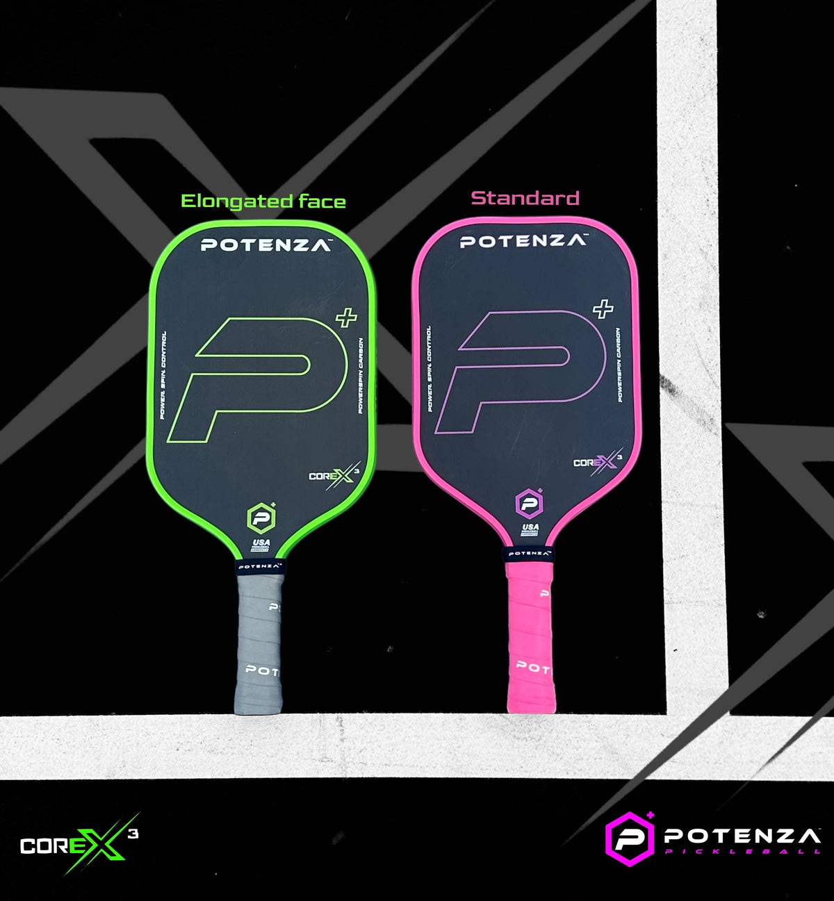 PRO Paddles P+ PowerSpin Carbon COREx3 (Neon Pink, Elongated Face)