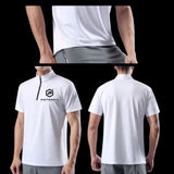 T-Shirt Sport Athletic Polo (Quarter Zip Collar) WHITE