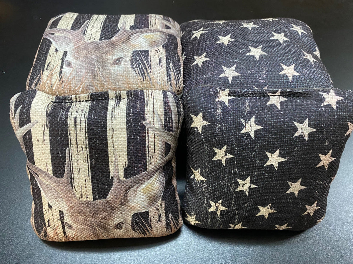 Deer Stars and Stripes Cornhole Bags Set of 8